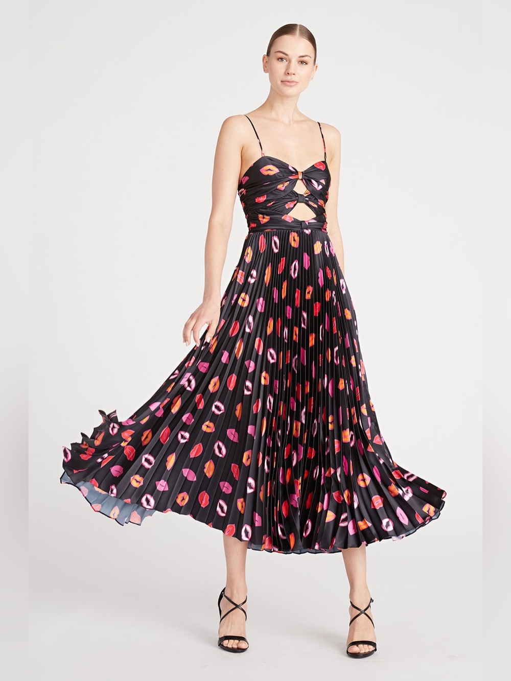 AMUR black dress with pink lips Afra dress size 6